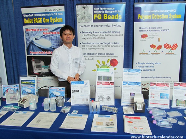 The Nacalai USA, Inc. exhibitor well prepared on current events and technology to discuss with researchers at the Biotechnology Vendor Showcase™ event in San Diego.